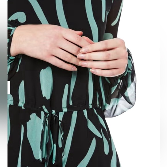 Diane Von Furstenberg Silk Mini Dress 6 Drawstring Waist Lined FLAW - Picture 4 of 13